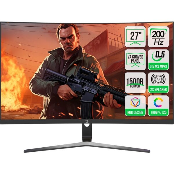 GamePower Vivid T50 27'' Curved RGB 200Hz 0.5ms FHD Curved Gaming Monitör