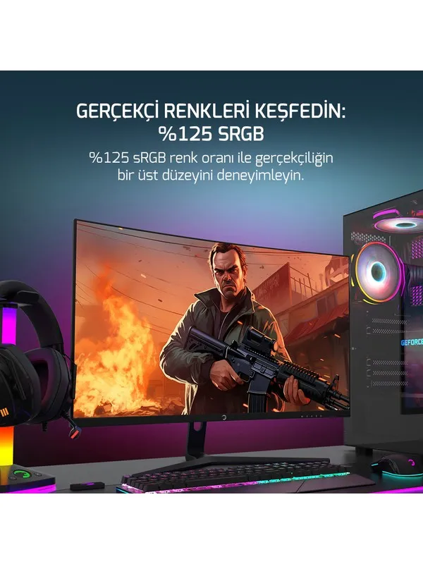 GamePower Vivid T50 27'' Curved RGB 200Hz 0.5ms FHD Curved Gaming Monitör - Görsel 5