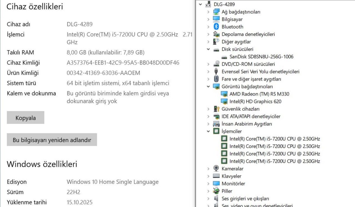 HP 14-BS019NT i5-7200U 8GB 256GB 14” FHD 2NN30EA Taşınabilir Bilgisayar (İKİNCİ EL) - Görsel 5
