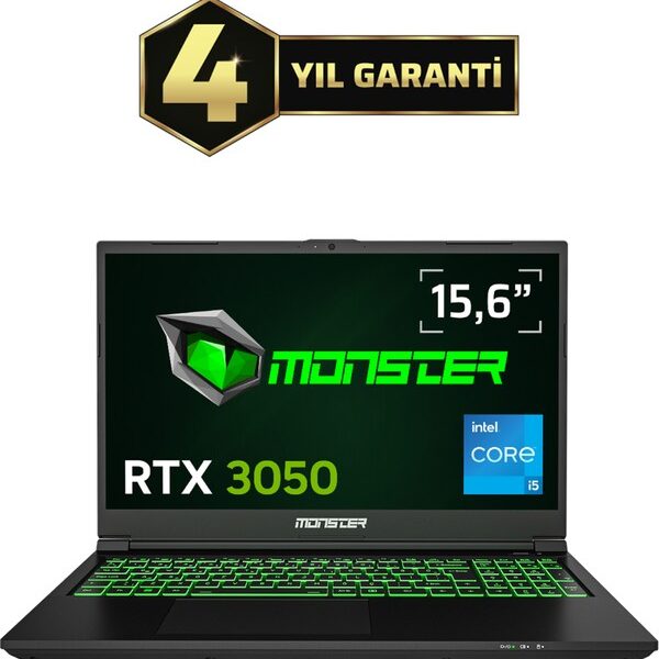 Mosnter Abra A5 V21.5.4 i5-12450H 16GB 1TB RTX3050 FDOS 15,6" 144 Hz Oyun Bilgisayarı