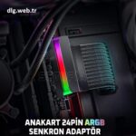 DLG 24 Pin ARGB Senkron Anakart Adaptörü Siyah Renk