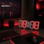 DLG Akıllı 3D LED Dijital Masa Saati Tarih Sıcaklık Alarm Ayarlanabilir Parlaklık Kırmızı