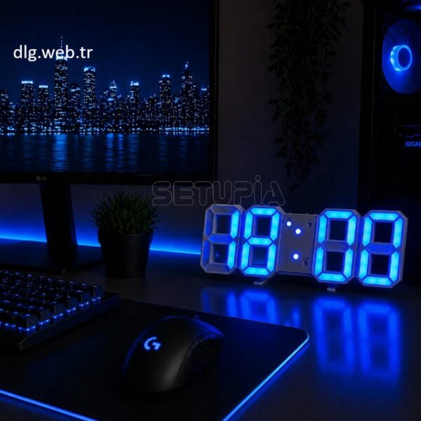DLG Akıllı 3D LED Dijital Masa Saati Tarih, Sıcaklık, Alarm Ayarlanabilir Parlaklık