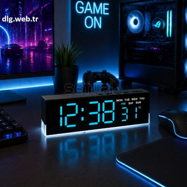DLG Akıllı LED Dijital Çift Alarmlı Saat Ayarlanabilir Parlaklık Gece Işığı Mavi