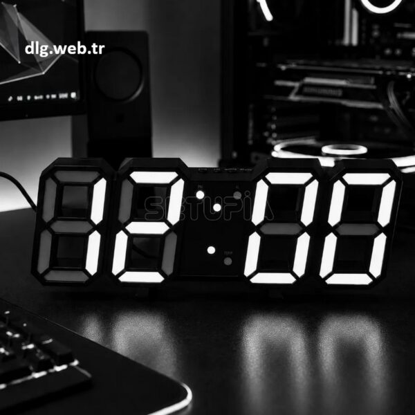 DLG Akıllı LED Dijital Çift Alarmlı Ayarlanabilir Saat Gece Işığı Siyah - Beyaz