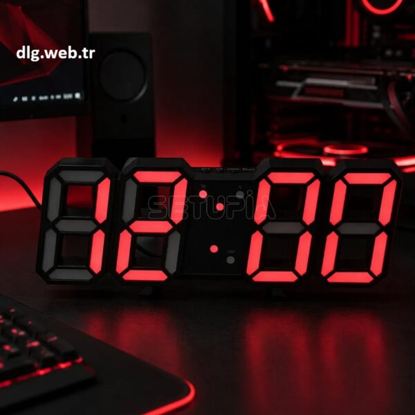 DLG Akıllı LED Dijital Çift Alarmlı Saat Ayarlanabilir Gece Işığı Siyah-Kırmızı