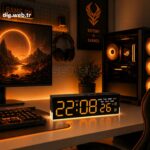 DLG Akıllı LED Dijital Çift Alarmlı Saat Ayarlanabilir Parlaklık Gece Işığı Turuncu