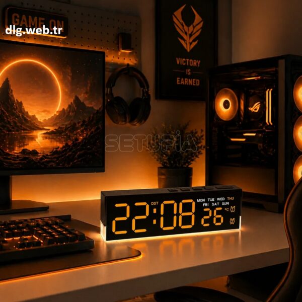 DLG Akıllı LED Dijital Çift Alarmlı Saat Ayarlanabilir Parlaklık Gece Işığı Turuncu
