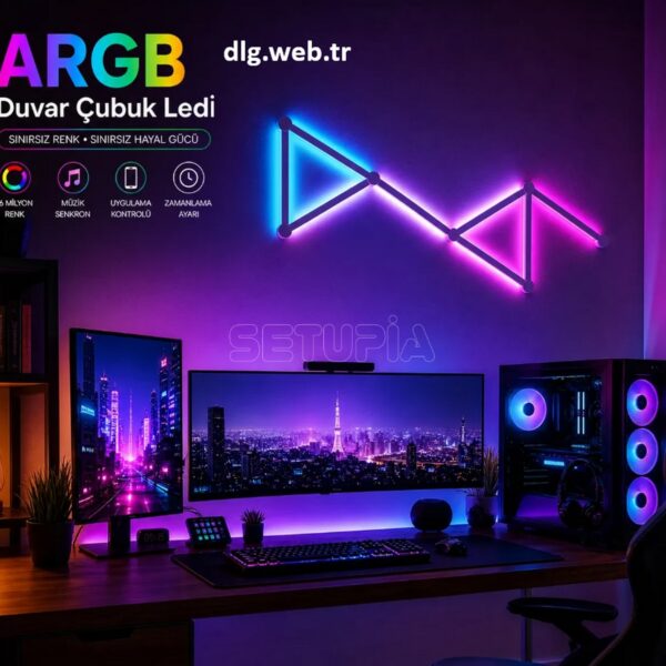 ARGB Duvar Çubuk LEDİ Uygulama & Kumanda Tam Kontrol Beyaz