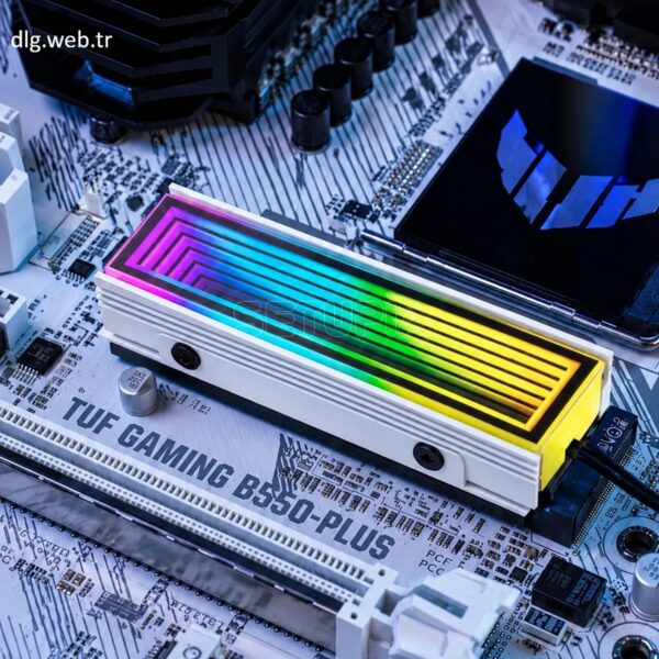 DLG ARGB Senkronize M.2 NVMe SSD Soğutucu - Beyaz Renk