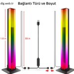 DLG RGB Işık Çubuğu 2’li Set Masaüstü Ambiyans Işığı Siyah