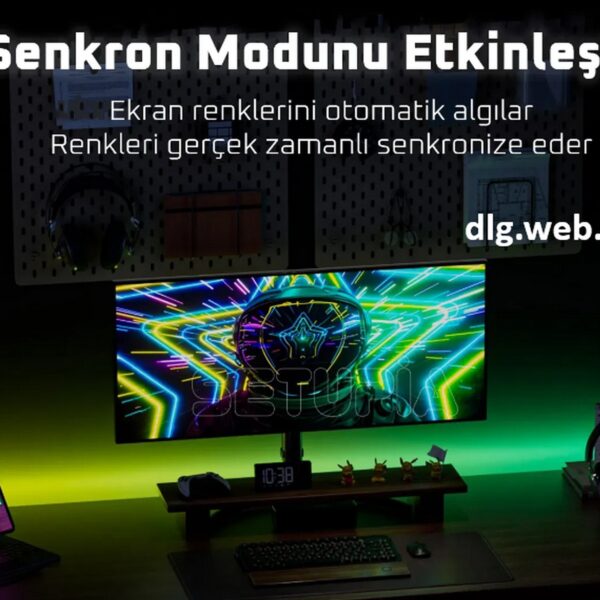 DLG RGB Masa Arkası Senkron 160 CM LED Aydınlatma Şeridi Uygulama Kontrollü