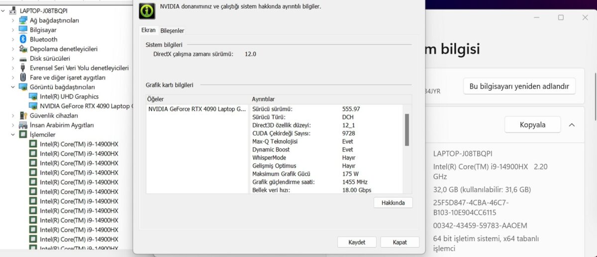 Asus ROG Strix Scar 18 G834JYR-R6019W i9-14900HX 32GB 2TB RTX4090 18" WQXGA Oyuncu Notebook (İKİNCİ EL) - Görsel 5