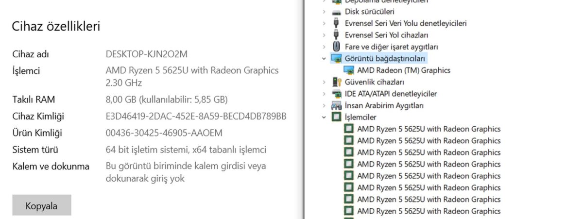 Lenovo IdeaPad 1 15ALC7 Ryzen 5 5625U 8GB 512GB 15.6" FHD 82R400VRTX Notebook (İKİNCİ EL) - Görsel 5