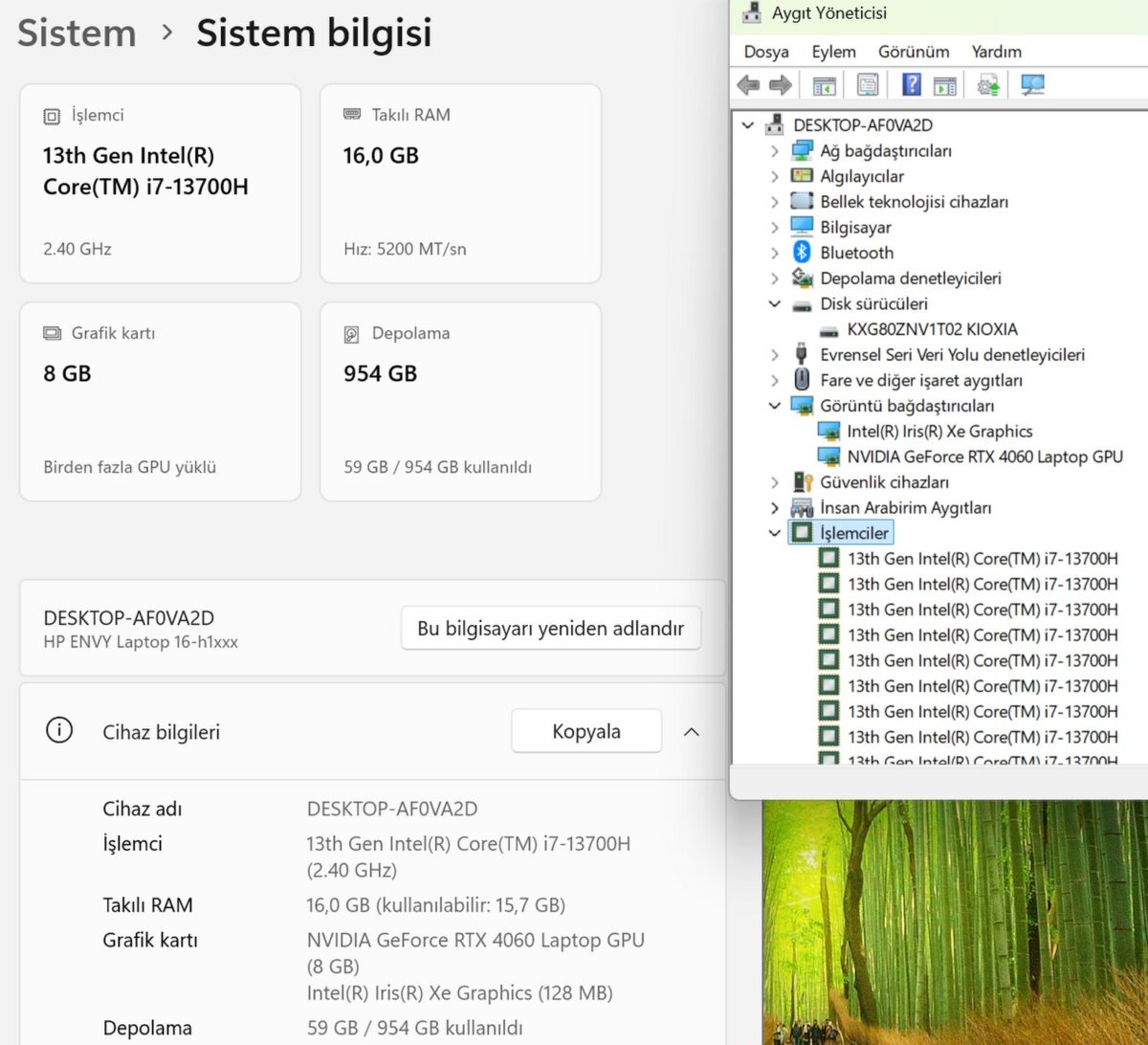 HP Envy 16-H1004NT i7-13700H 16GB RAM 1TB SSD RTX4060 16" WQXGA 804Q7EA Notebook (İKİNCİ EL) - Görsel 5