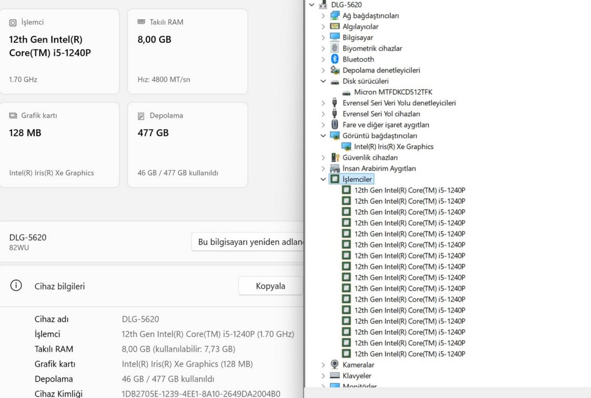 Lenovo Yoga Slim 6 14IAP8 i5-1240P 8GB RAM 512GB SSD 14" WUXGA 82WU006YTX Notebook (İKİNCİ EL) - Görsel 5